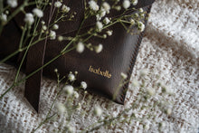 Leather Print Envelope can be personalized with gold embossing. 5mm font shown here.